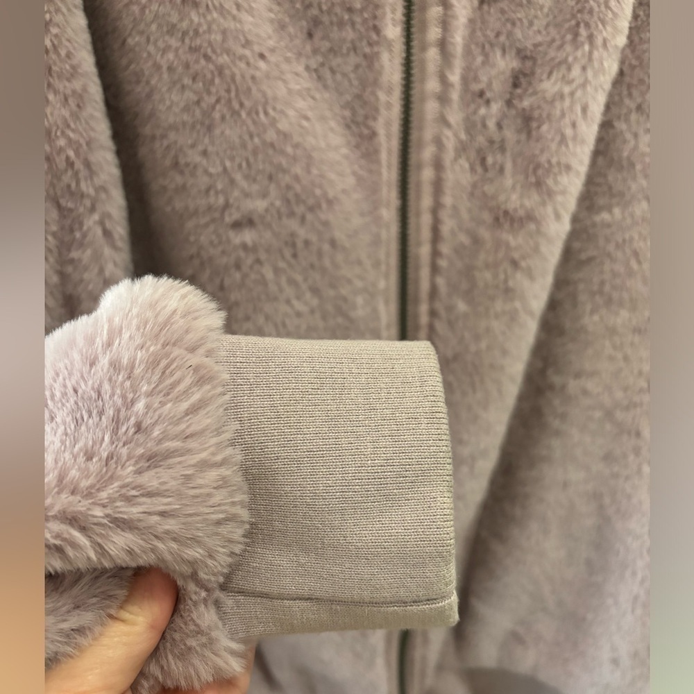 Free People Turn Up Zip Off Faux Fur Hoodie Coat Lavender Haze XS - Picture 8 of 13